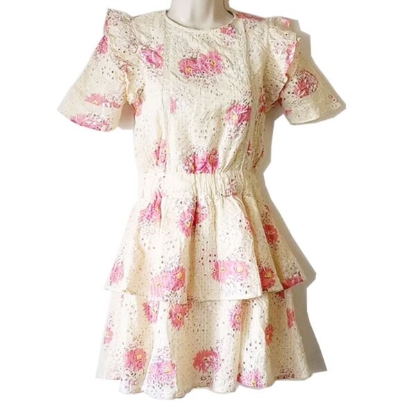 NWT Walter Baker Peony Cassandra Eyelet Mini Dress XS Lined - Picture 3 of 11